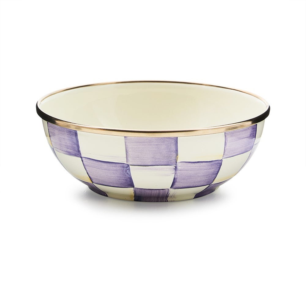 Mackenzie-chilllds Violet Check Enamel Everyday Bowl