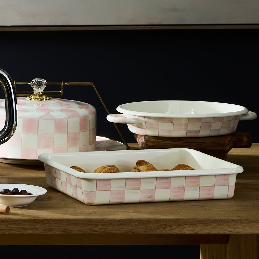 MACKENZIE-CHILDS Mackenzie-chilllds Rosy Check Medium Oval Gratin Dish - Image 3