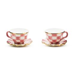 MACKENZIE-CHILDS Mackenzie-chilllds Rosy Check Teacup Salt & Pepper Set