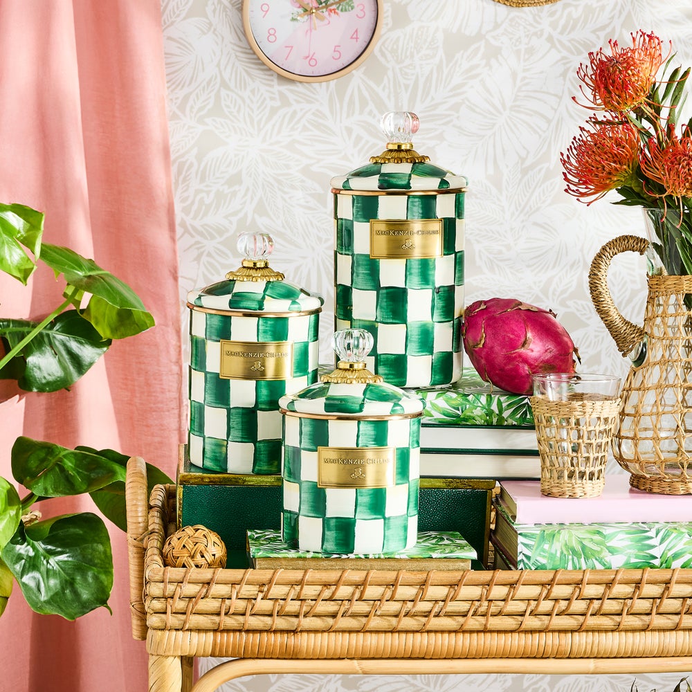 Emerald Check Enamel Canisters - Image 10
