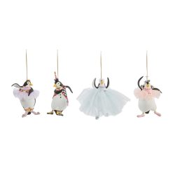 MACKENZIE-CHILDS Mackenzie-chilllds Patience Brewster Penguins En Pointe Ornaments, Set of 4