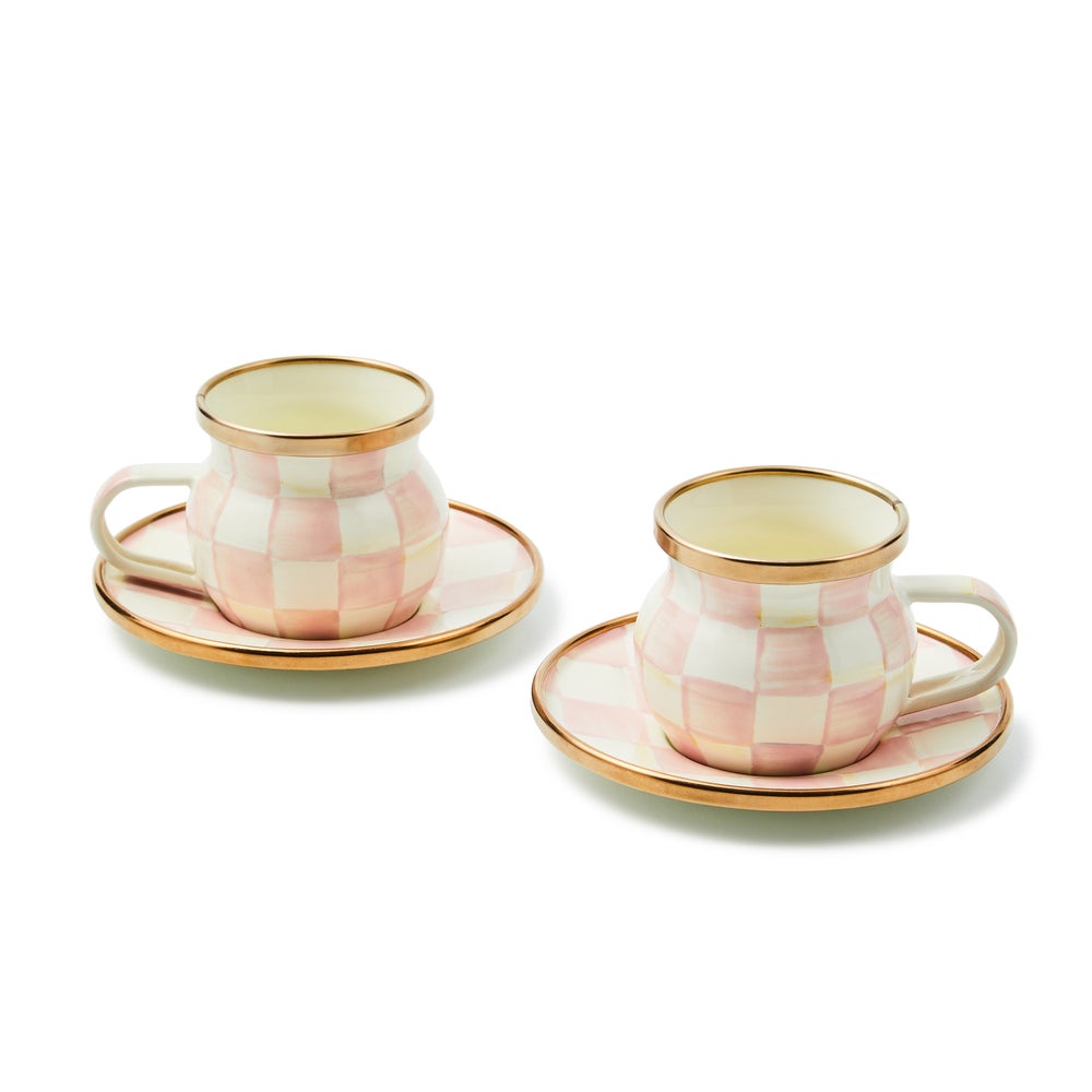 Check Enamelware Espresso Cup & Saucer Set - Image 5