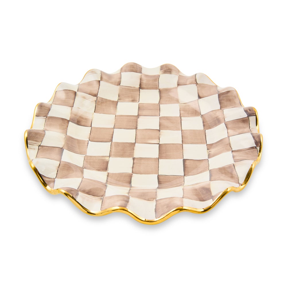 MACKENZIE-CHILDS Mackenzie-chilllds Mocha Check Fluted Ceramic Dinnerware