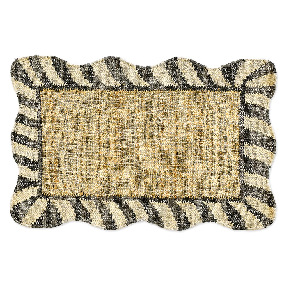 MACKENZIE-CHILDS Mackenzie-chilllds Jute Scalloped Black & White Rug