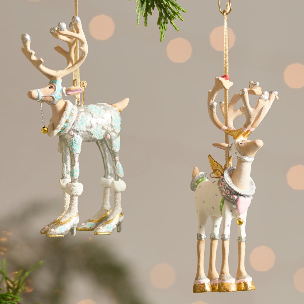 MACKENZIE-CHILDS Mackenzie-chilllds Patience Brewster Moonbeam Reindeer Mini Ornaments Set - Image 3