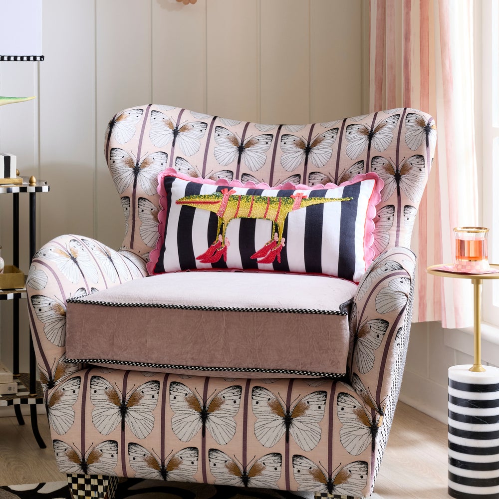 MACKENZIE-CHILDS Mackenzie-chilllds Patience Brewster Gloria Alligator Striped Lumbar Throw Pillow - Image 6