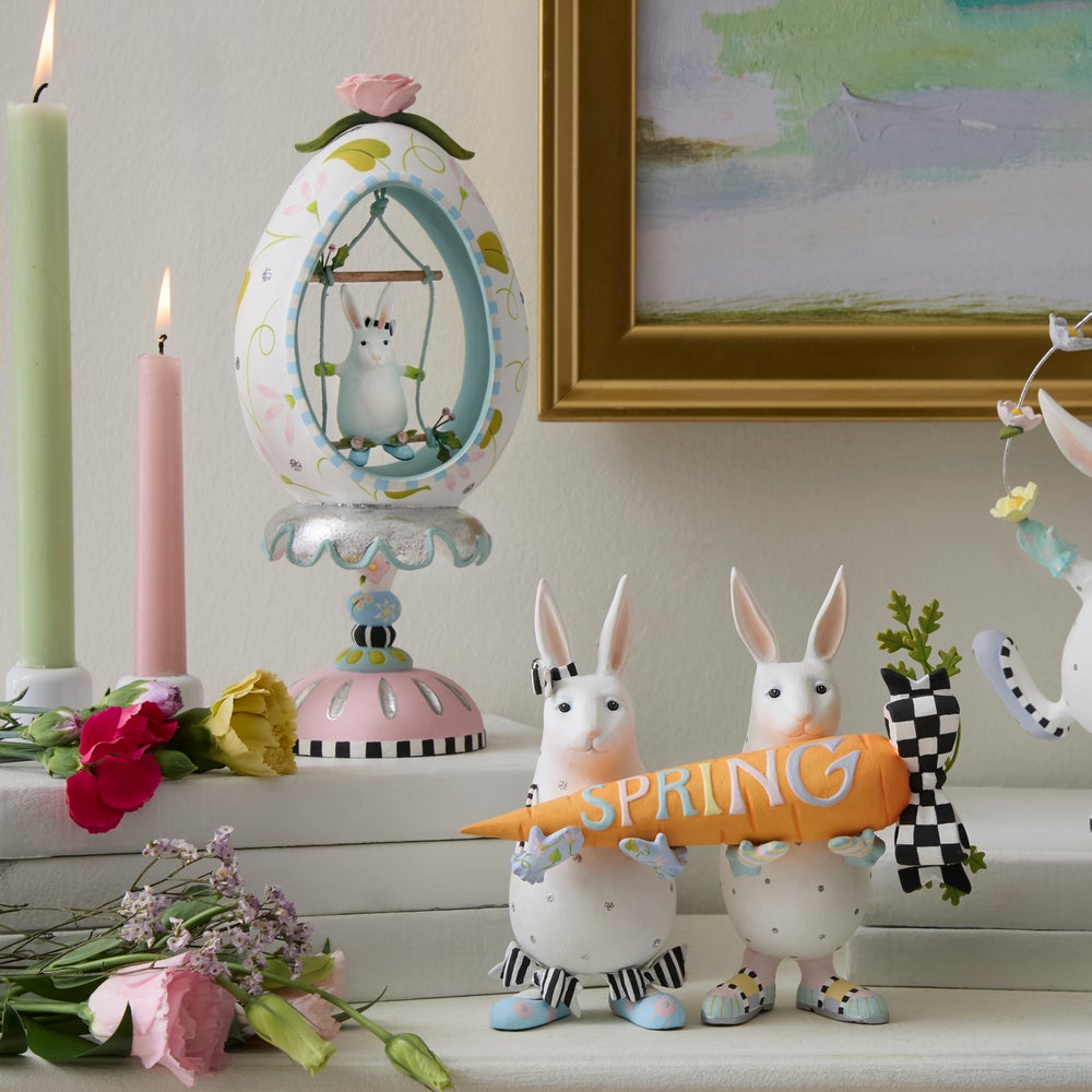 MACKENZIE-CHILDS Mackenzie-chilllds Patience Brewster Rabbit Pedestal Egg - Image 4