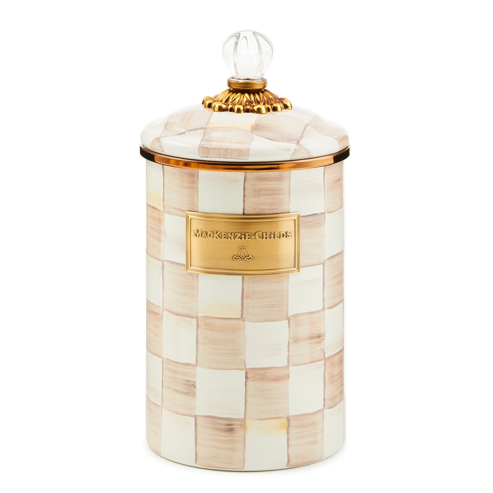 MACKENZIE-CHILDS Mackenzie-chilllds Mocha Check Enamel Canisters - Image 3