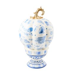 MACKENZIE-CHILDS Mackenzie-chilllds Royal Autumn Toile Tall Pedestal Pumpkin