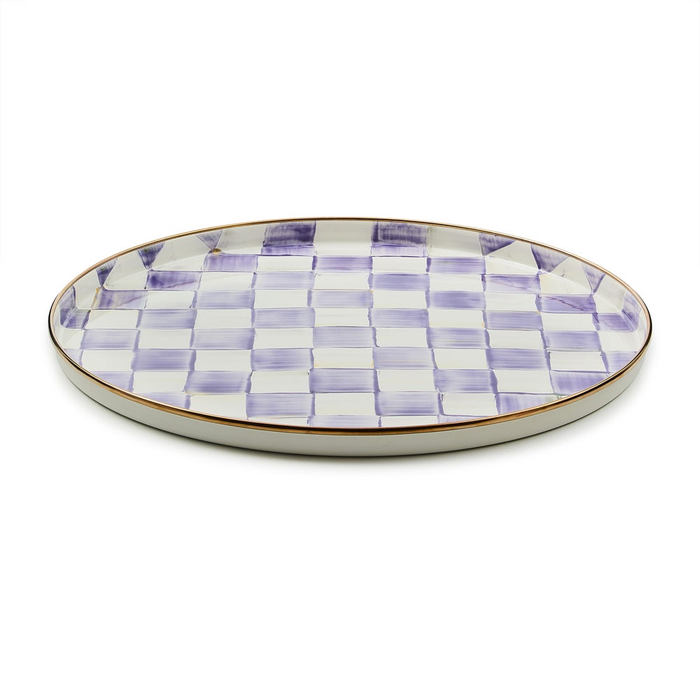 Check Enamelware Round Tray - Image 8