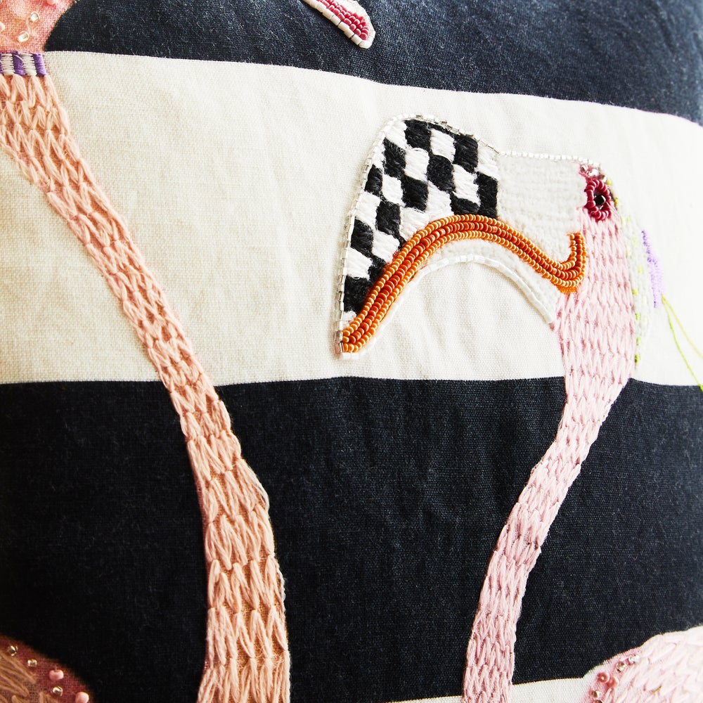 MACKENZIE-CHILDS Mackenzie-chilllds Patience Brewster Flamingo Throw Pillow - Image 4