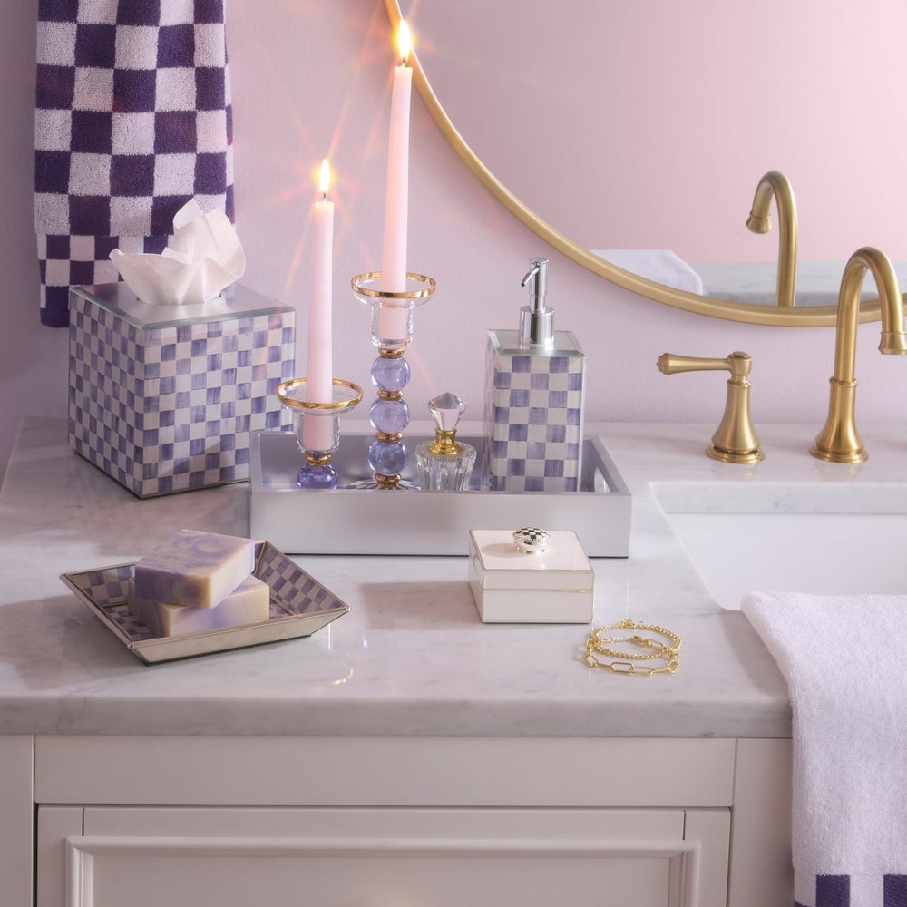 Mackenzie-chilllds Violet Check Glass Bath Collection - Image 12