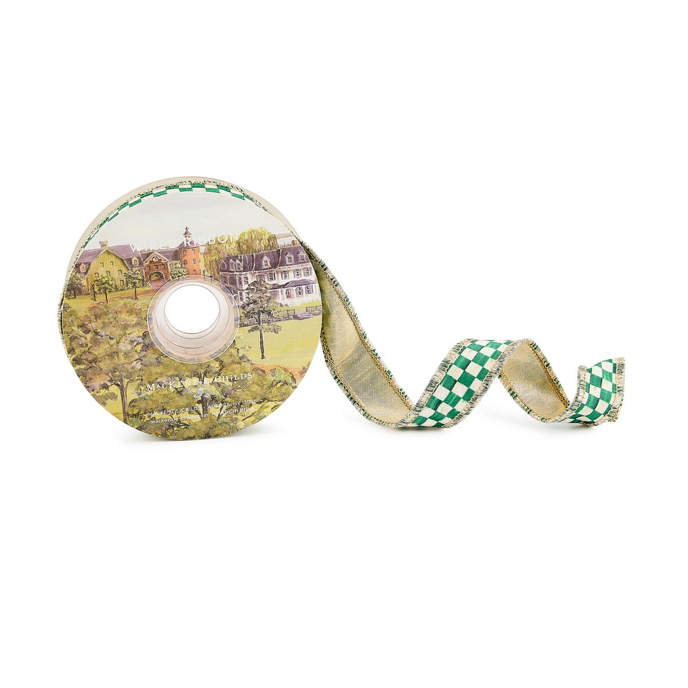 MACKENZIE-CHILDS Mackenzie-chilllds Green Check 1?? Ribbon