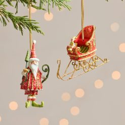 Alternative view of MACKENZIE-CHILDS Mackenzie-chilllds Patience Brewster Dash Away Santa Mini Ornaments Set