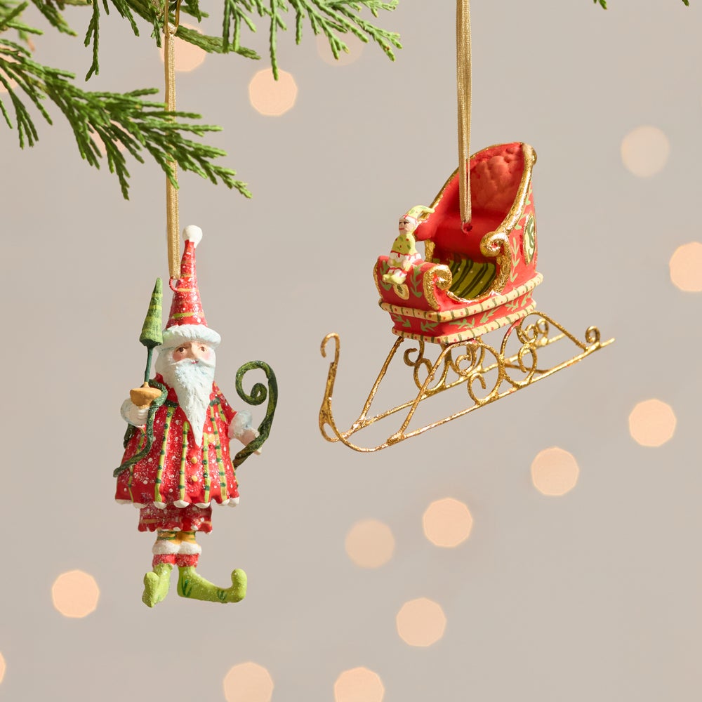 MACKENZIE-CHILDS Mackenzie-chilllds Patience Brewster Dash Away Santa Mini Ornaments Set - Image 2