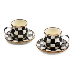 Alternative view of Check Enamelware Espresso Cup & Saucer Set