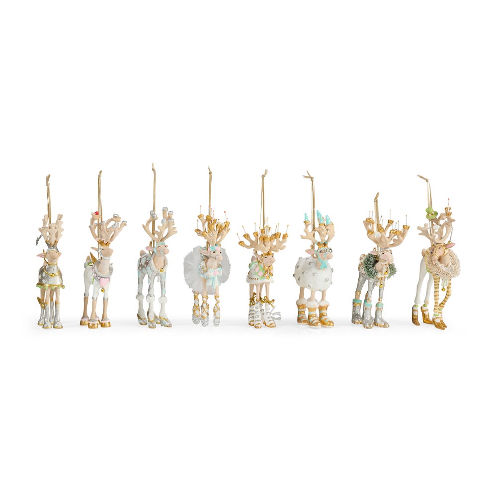 MACKENZIE-CHILDS Mackenzie-chilllds Patience Brewster Moonbeam Reindeer Mini Ornaments Set