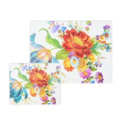 MACKENZIE-CHILDS Mackenzie-chilllds Flower Market Glass Cutting Boards, Set of 2
