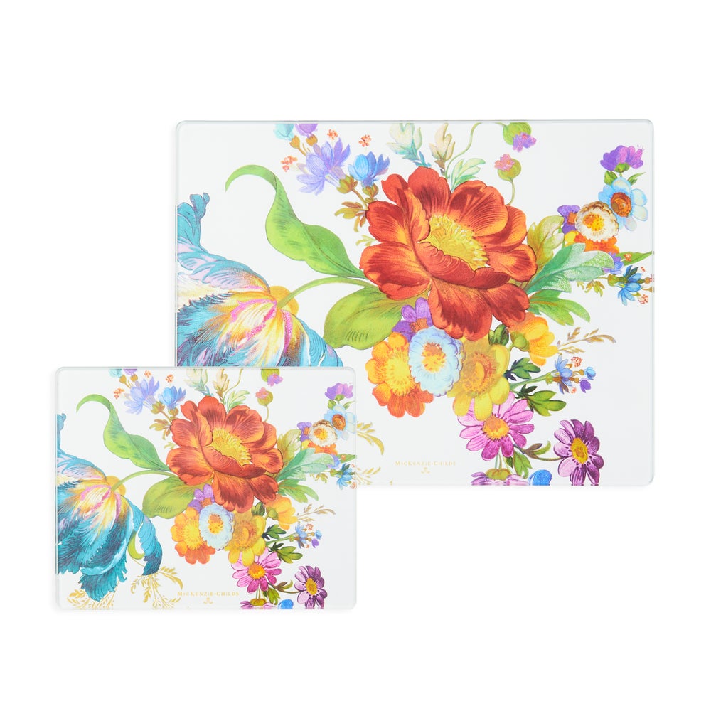 MACKENZIE-CHILDS Mackenzie-chilllds Flower Market Glass Cutting Boards, Set of 2