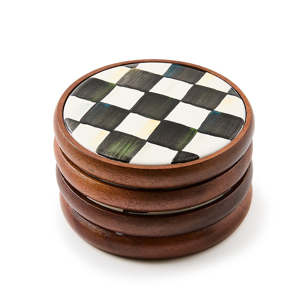 Courtly Check Enamel Coasters, Set of 4 - Image 4