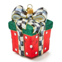 MACKENZIE-CHILDS Mackenzie-chilllds Holiday Gift Box Glass Ornament