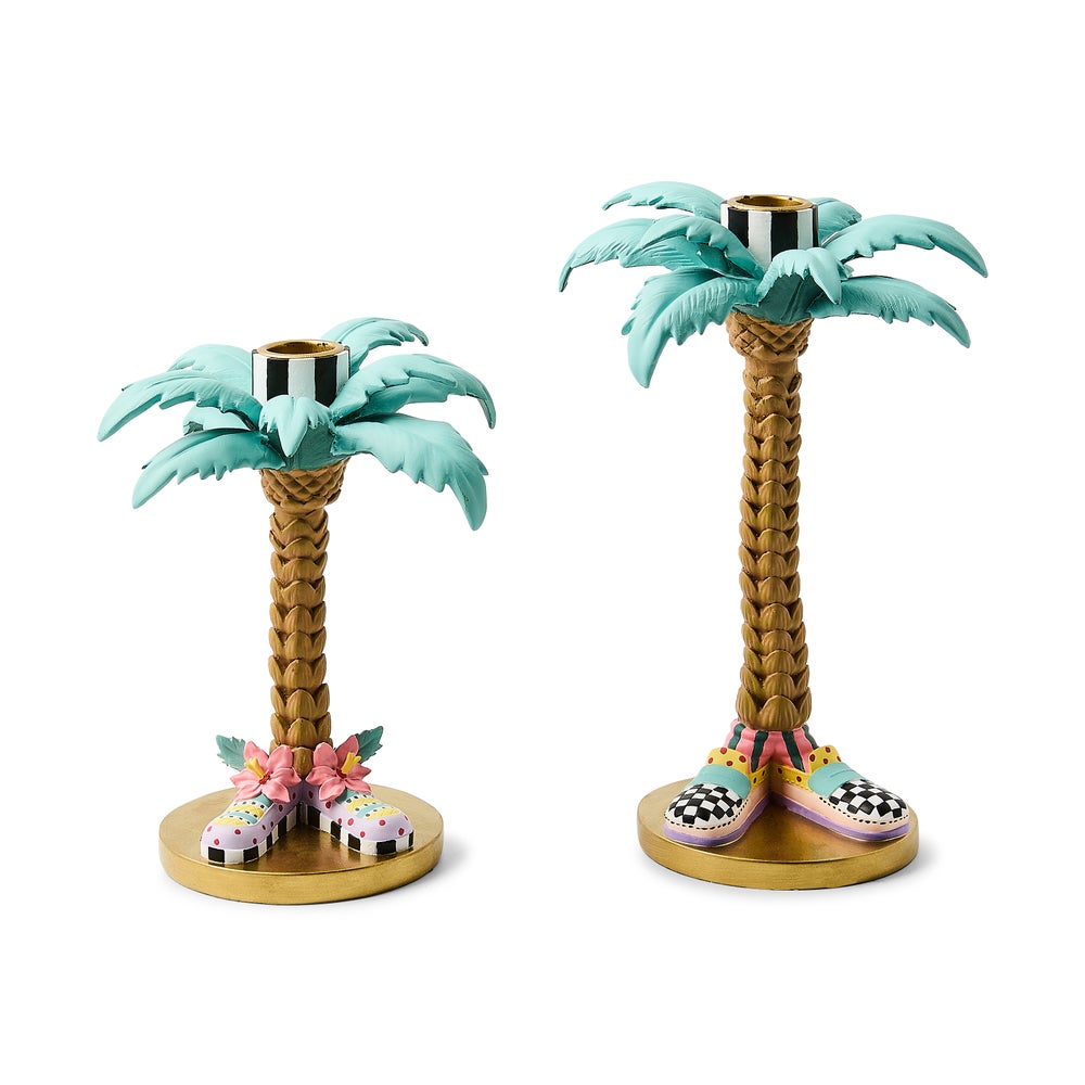 MACKENZIE-CHILDS Mackenzie-chilllds Patience Brewster Palm Tree Candle Holders, Set of 2