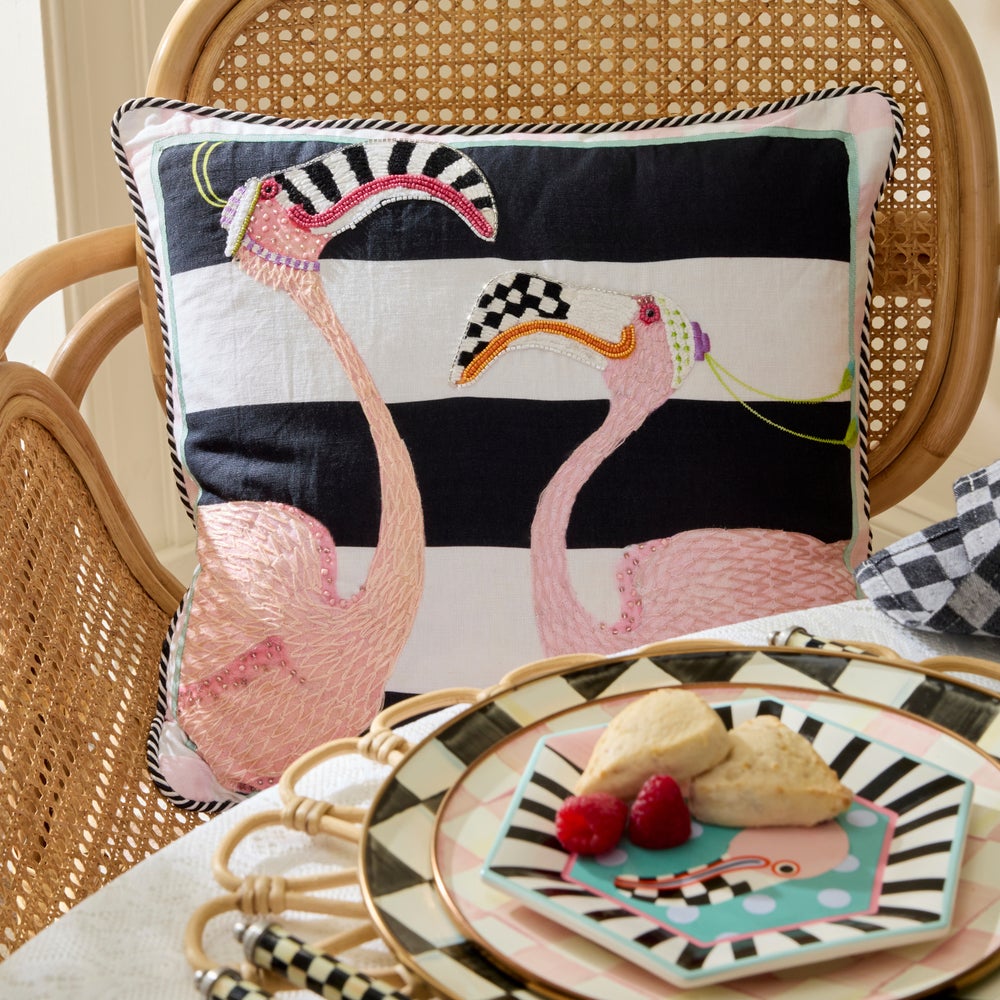 MACKENZIE-CHILDS Mackenzie-chilllds Patience Brewster Flamingo Throw Pillow - Image 5