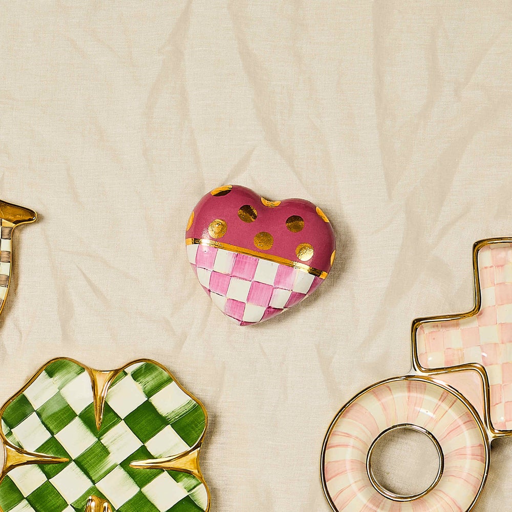 MACKENZIE-CHILDS Mackenzie-chilllds Pink Dotty Heart Ceramic Decor - Image 6