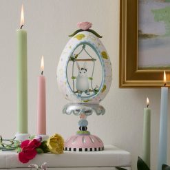 Alternative view of MACKENZIE-CHILDS Mackenzie-chilllds Patience Brewster Rabbit Pedestal Egg