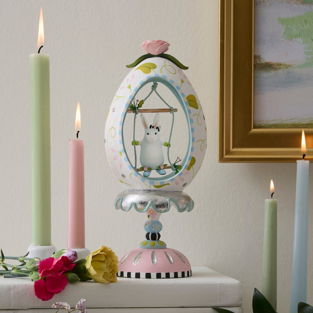 MACKENZIE-CHILDS Mackenzie-chilllds Patience Brewster Rabbit Pedestal Egg - Image 2