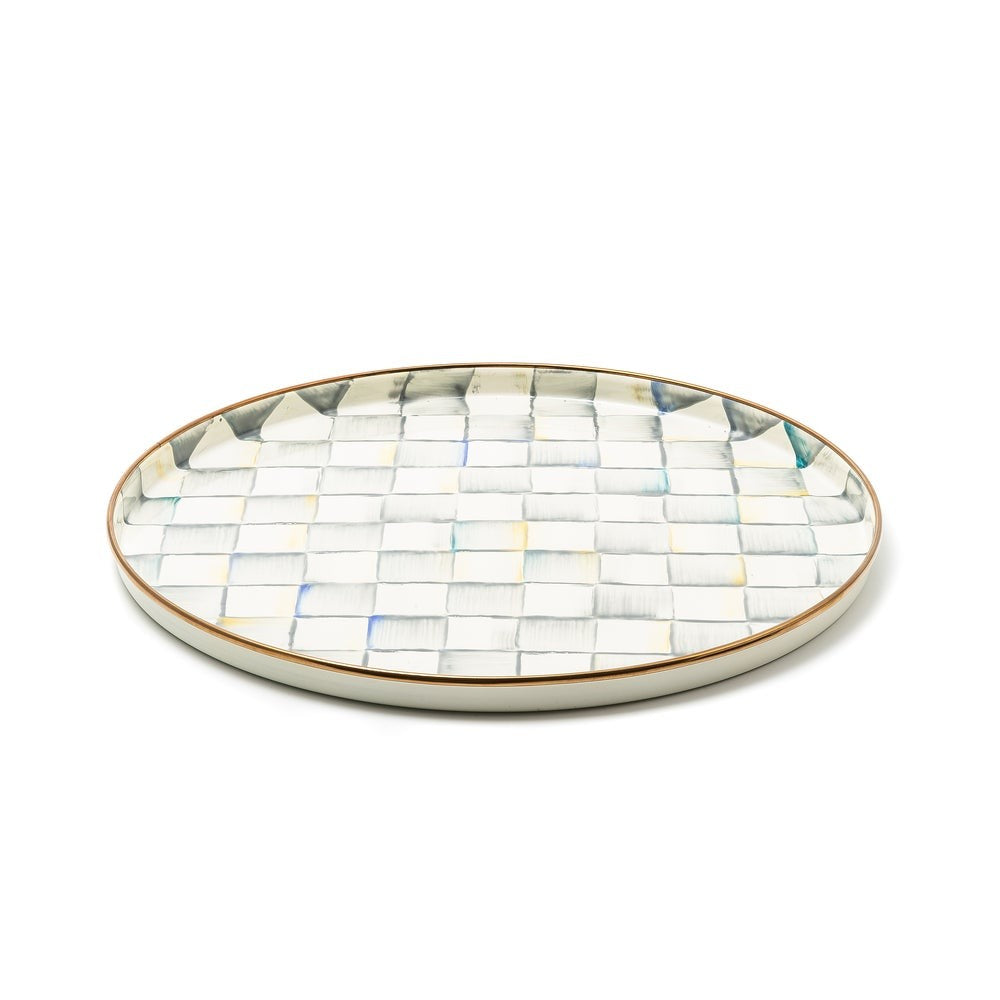 Check Enamelware Round Tray - Image 7