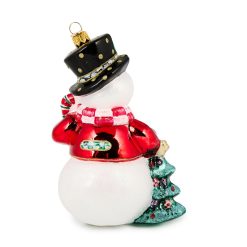Alternative view of Check It Out Snowman Glass Ornament