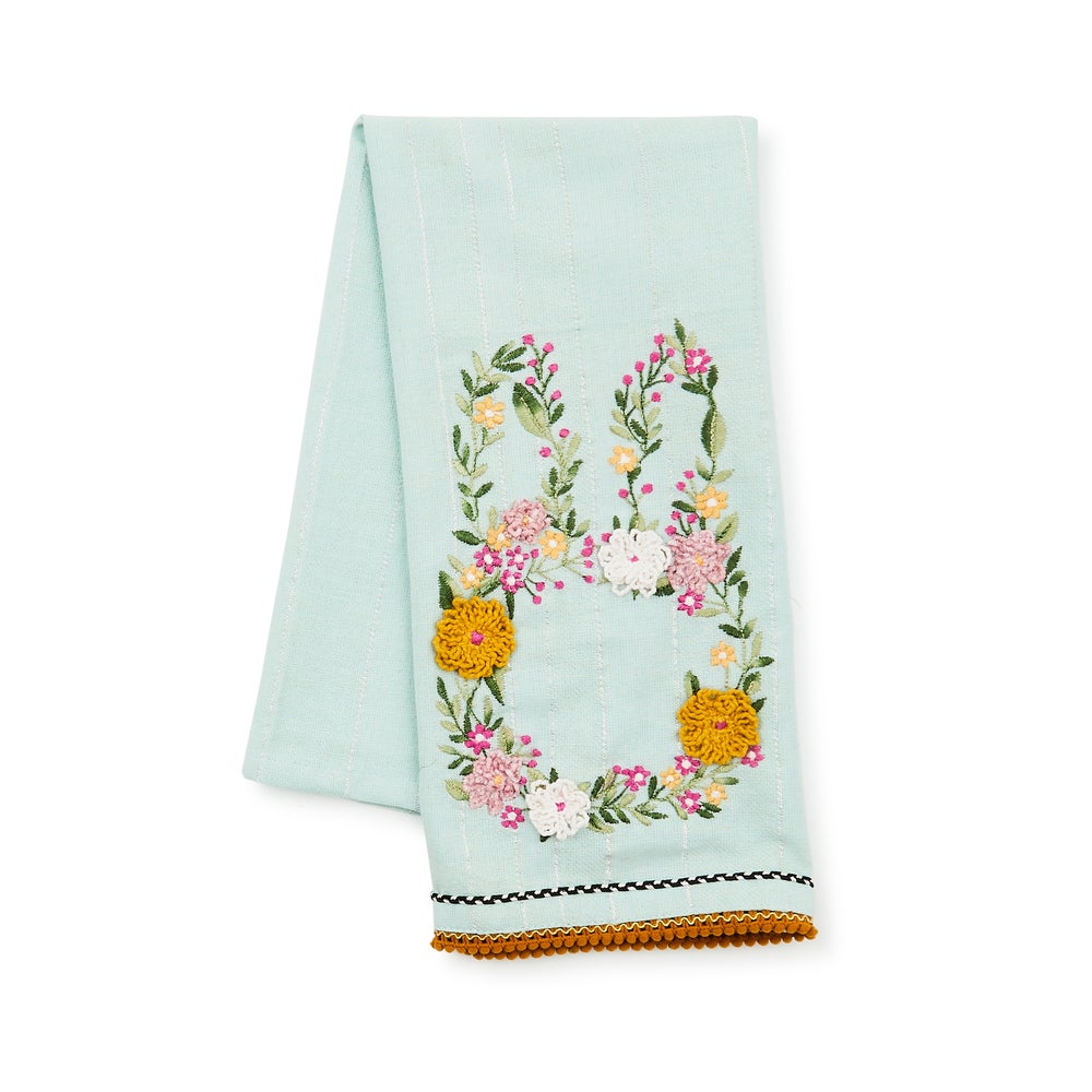 MACKENZIE-CHILDS Mackenzie-chilllds Floral Bunny Embroidered Dish Towel