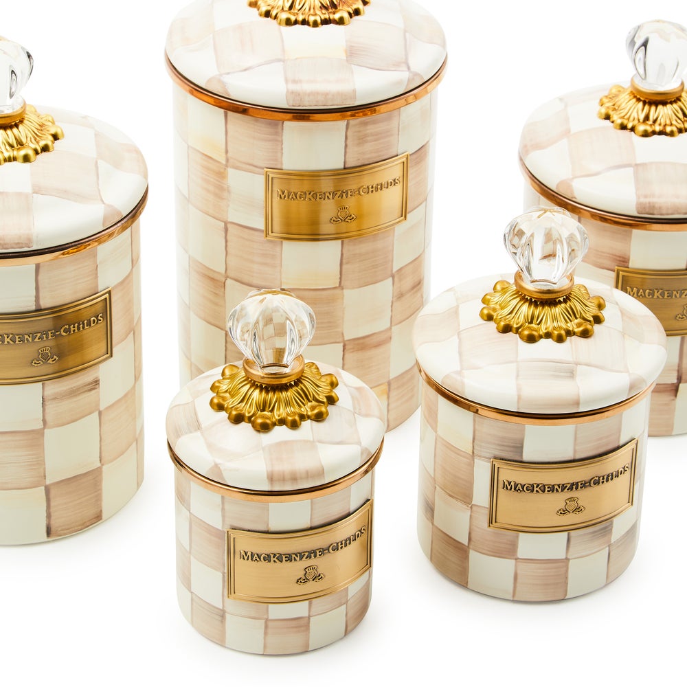 MACKENZIE-CHILDS Mackenzie-chilllds Mocha Check Enamel Canisters - Image 18