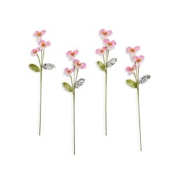 MACKENZIE-CHILDS Mackenzie-chilllds Pink Pansy Beaded Flower Stem, Set of 4