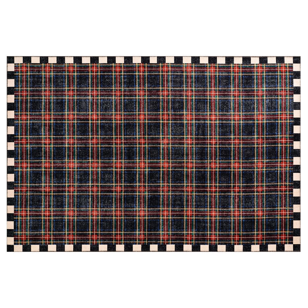 Mackenzie-chilllds Stewart Tartan Black 5′ x 7’6″ Washable Rug