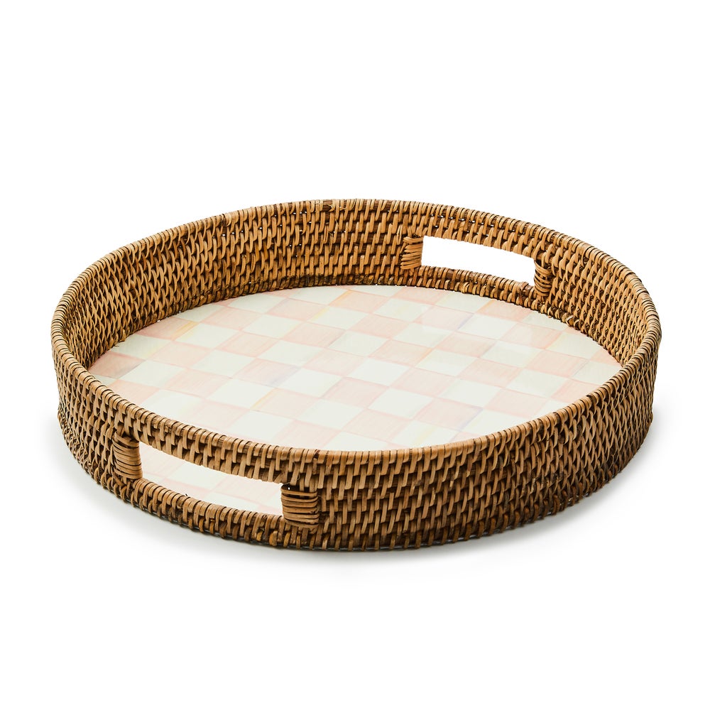 Check Enamel & Rattan Tray - Image 6