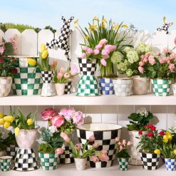 MACKENZIE-CHILDS Mackenzie-chilllds Enamel Check Large Flower Pot