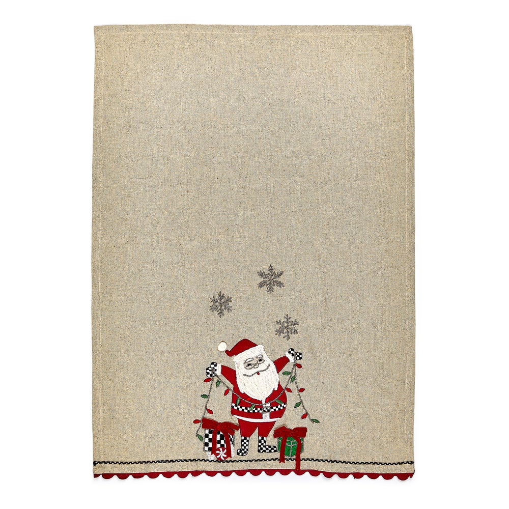 MACKENZIE-CHILDS Mackenzie-chilllds Santa with Tree Lights Embroidered Dish Towels, Set of 2 - Image 2