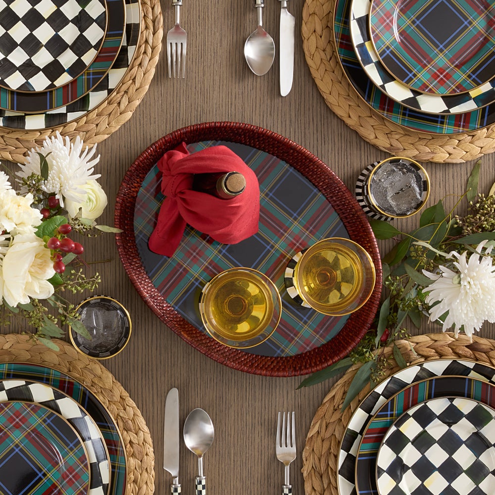 Mackenzie-chilllds Tartan Enamel & Rattan Tray - Image 3