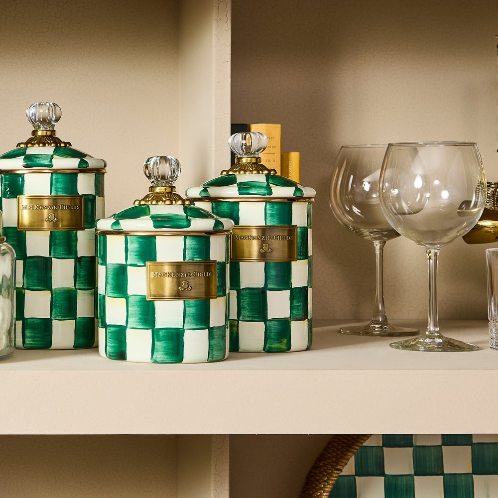 Emerald Check Enamel Canisters - Image 7