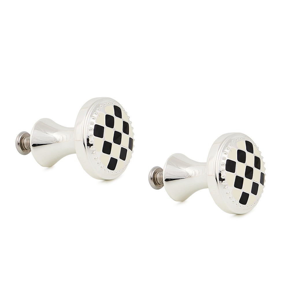 Check Silver Plated Knobs, Set of 2 - Image 2