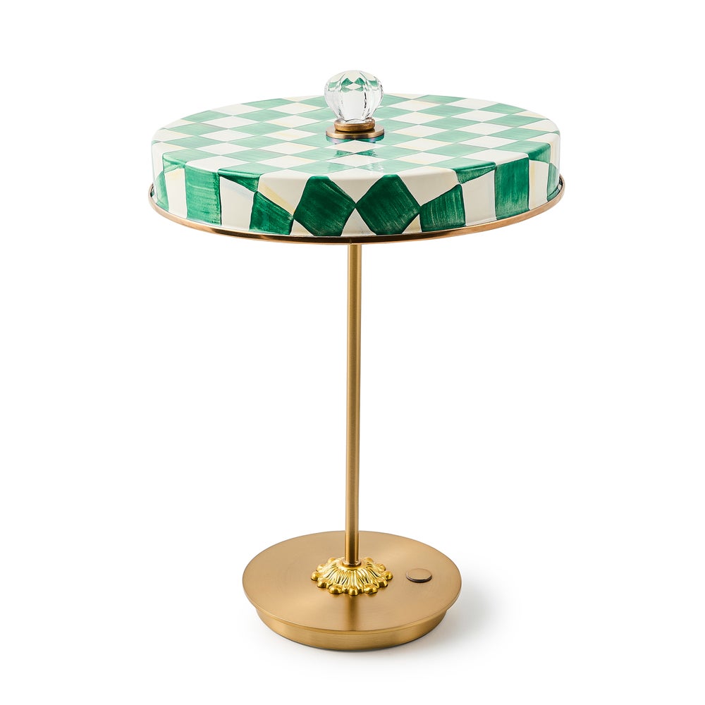 MACKENZIE-CHILDS Mackenzie-chilllds Enamel Check LED Disk Table Lamp - Image 4