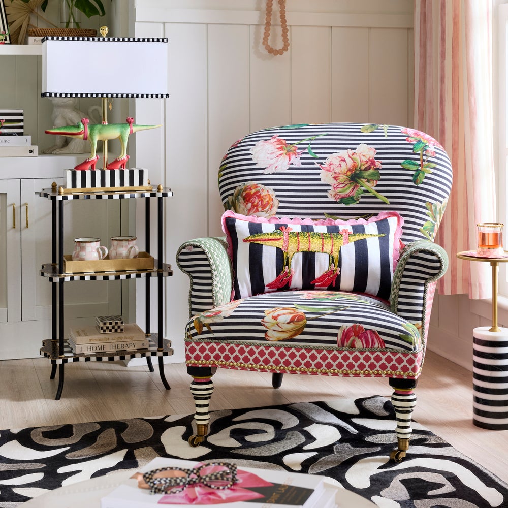 MACKENZIE-CHILDS Mackenzie-chilllds Patience Brewster Gloria Alligator Striped Lumbar Throw Pillow - Image 5