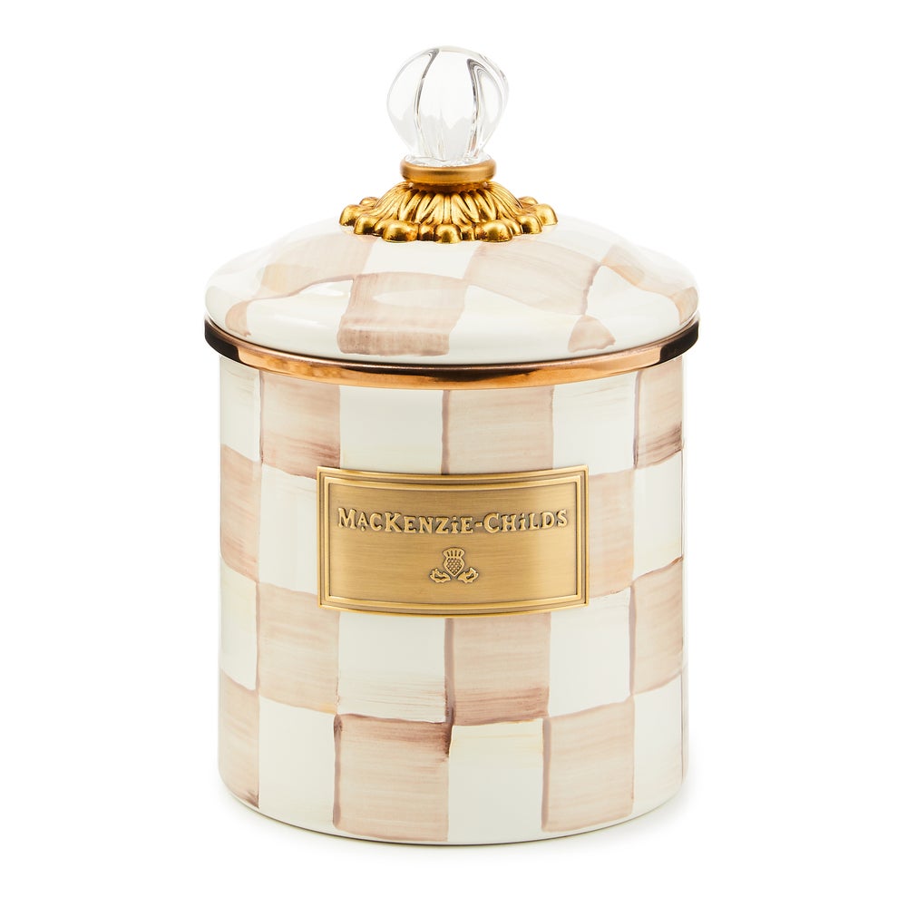 MACKENZIE-CHILDS Mackenzie-chilllds Mocha Check Enamel Canisters - Image 7
