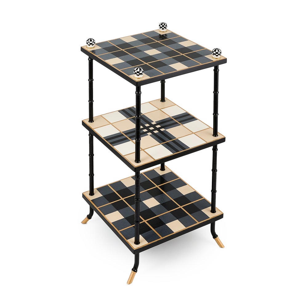 MACKENZIE-CHILDS Mackenzie-chilllds Mad for Plaid 3-Tier Table - Image 5