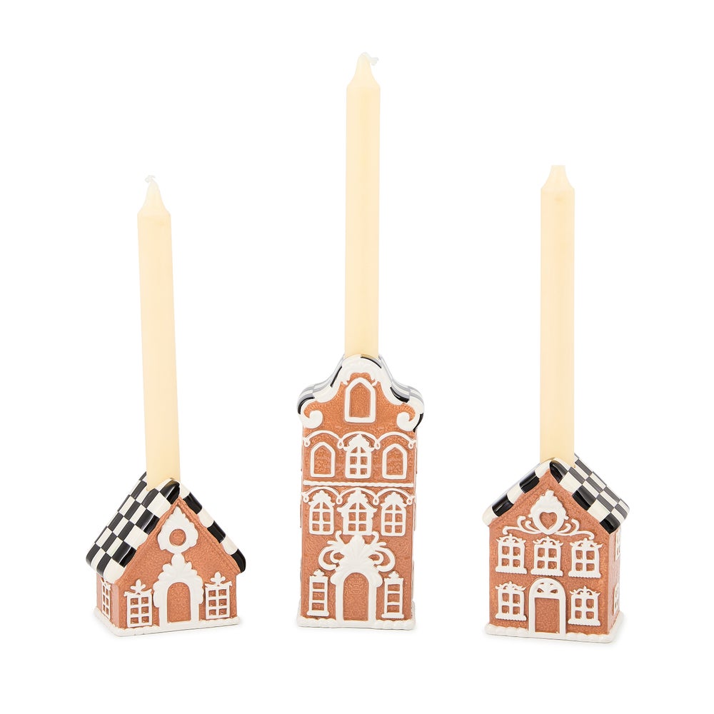 MACKENZIE-CHILDS Mackenzie-chilllds Gingerbread Village Candle Holders, Set of 3 - Image 3