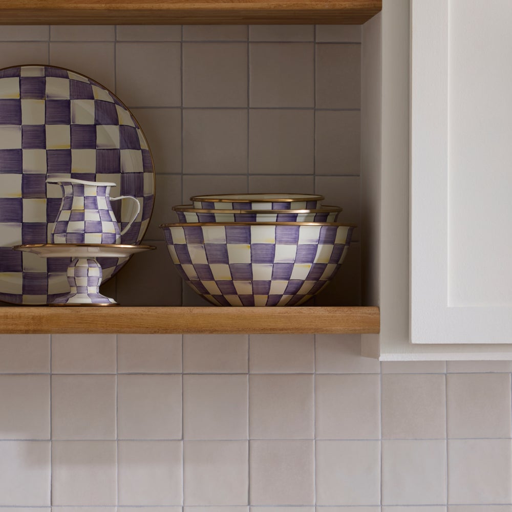 Mackenzie-chilllds Violet Check Enamel Everyday Bowl - Image 2