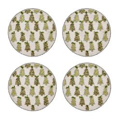 MACKENZIE-CHILDS Mackenzie-chilllds Farmhouse Trees Round Beaded Placemat, Set of 4