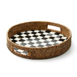 Alternative view of Check Enamel & Rattan Tray